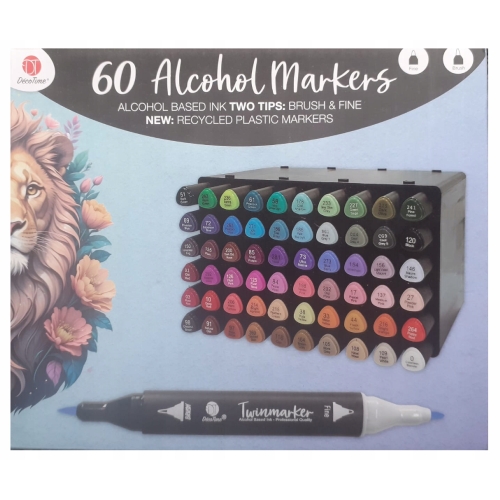 Markery Alkoholowe TWIN dwustronne DecoTime 60 sztuk BOX RÓŻNE KOLORY 51-0