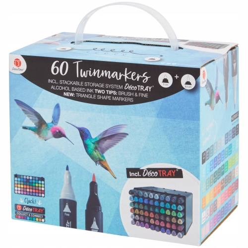 Markery Alkoholowe TWIN dwustronne DecoTime 60 sztuk BOX RÓŻNE KOLORY 51-0
