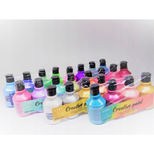 Farby akrylowe zestaw 4 szt x 150 ml perłowe duże butelki niebieska neon 59
