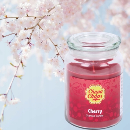 Świeca zapachowa aromatyczna w słoiku Cherry Wiśnia XXL 510g Chupa Chups