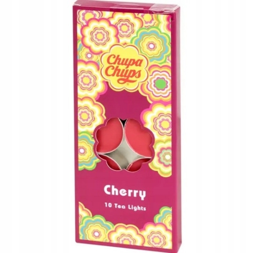 PODGRZEWACZE ZAPACHOWE CHUPA CHUPS TEA LIGHTS MEGA ZESTAW 10 SZTUK CHERRY