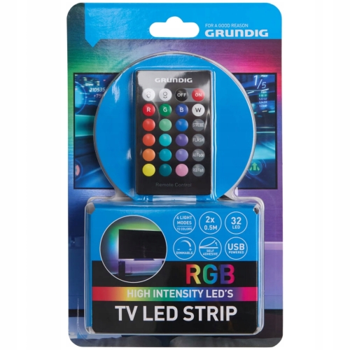 TAŚMA 32 LED RGB DO TELEWIZORA TV GRUNDIG 2 x 50cm 15 kolorów UsbC Pilot