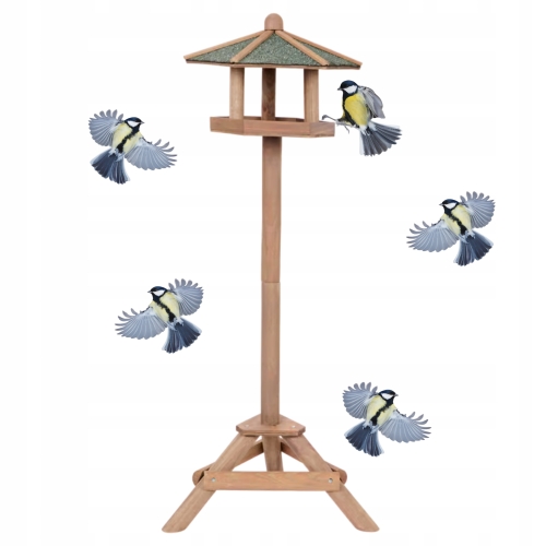 Karmnik Drewniany Domek dla ptaków na stojaku wysoki 105 cm Bites for Birds