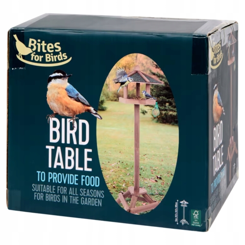 Karmnik Drewniany Domek dla ptaków na stojaku wysoki 105 cm Bites for Birds