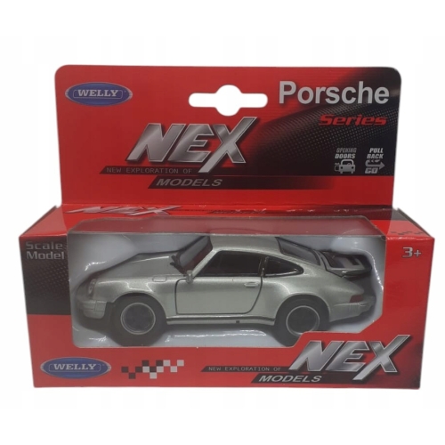 Porsche 911 Turbo kolekcjonerski model samochodu resorak welly 1;34 srebrny