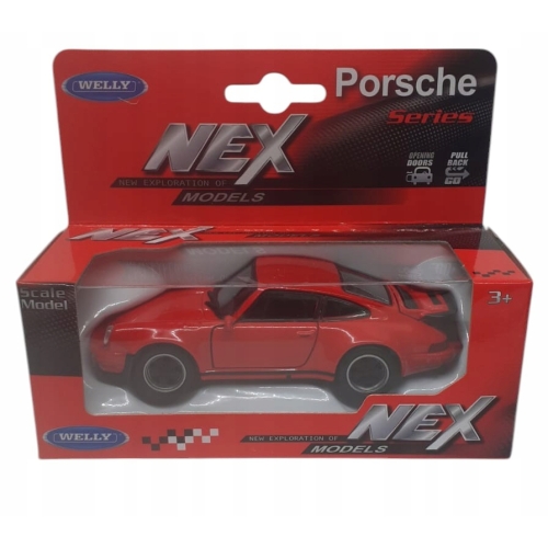 Porsche 911 Turbo kolekcjonerski metalowy model samochodu welly 1;34 czerw
