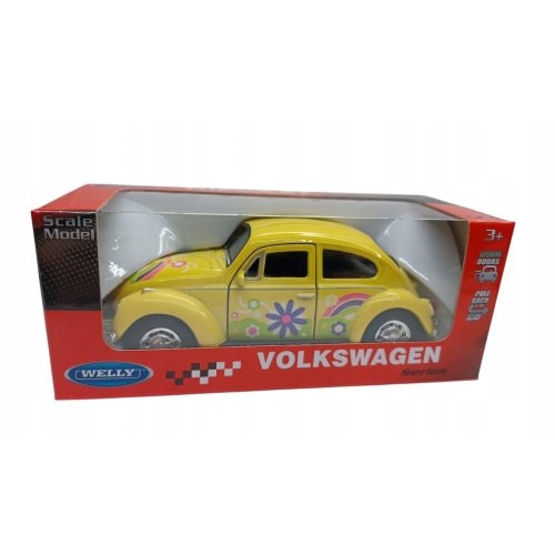 VOLKSWAGEN BEETLE KOLEKCJONERSKI MODEL SAMOCHÓD RESORAK WELLY 1.34 ŻÓŁTY KW