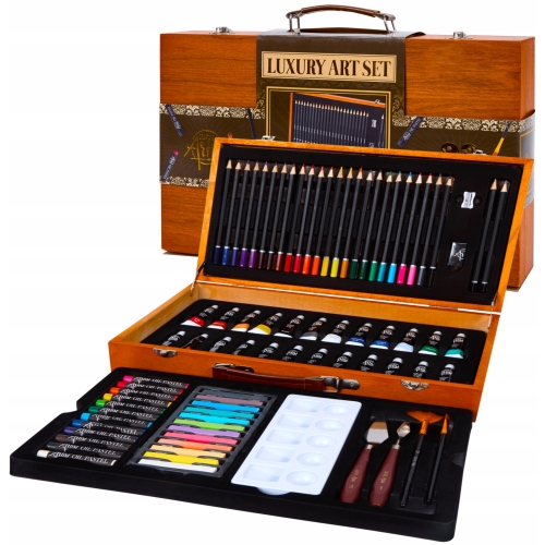 Zestaw na Prezent dla Młodego Artysty Malarza Plastyka Duża Walizka 82 elem