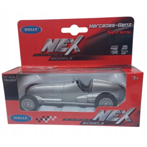 MERCEDES-BENZ W125 1937 METALOWY MODEL SAMOCHODU RESORAK WELLY 1:24 SREBRNY