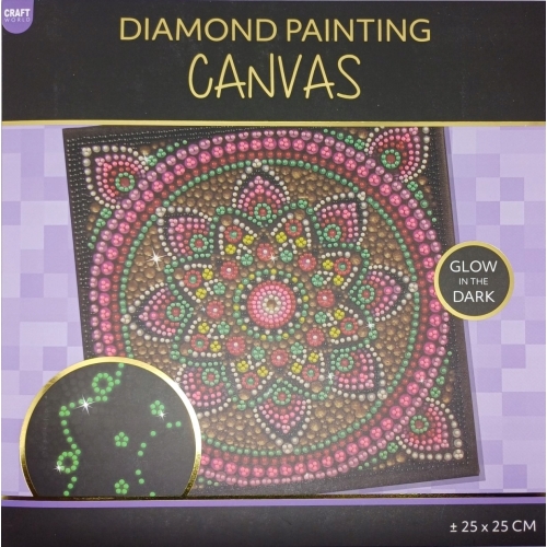 OBRAZ UZUPEŁNIANY DIAMENT KORALIK MANDALA ŚWIECĄCY W CIEMNOŚCI 25x25 CM