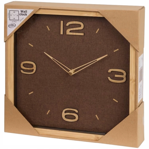 ZEGAR ŚCIENNY BAMBUSOWY NATURALNY MATERIAŁOWY HOME ACCENTS 29x29x4,5 CM
