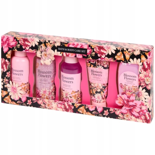ZESTAW DO KĄPIELI NAWILŻAJĄCY NATURALNY PREZENTOWY BLOSSOM 5 ELEMENTÓW