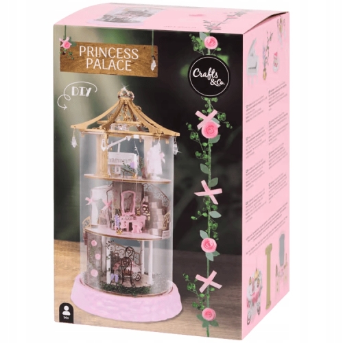 MINIATUROWY DOMEK DIY 3D RÓŻOWY PAŁAC KSIĘŻNICZKI LED Light Crafts&Co