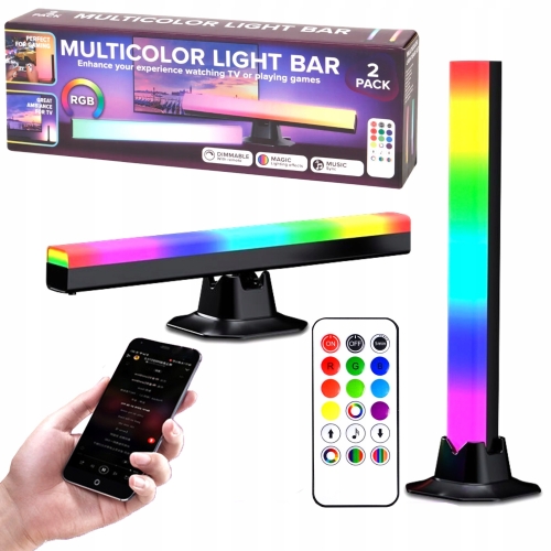 ZESTAW SŁUPKÓW LED MULTICOLOR BAR SET 2 x LAMPA LED RGB LIGHT Z PILOTEM