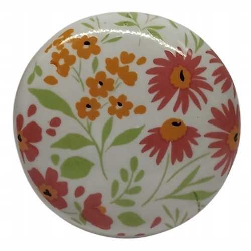 DEKORACYJNA GAŁKA CERAMICZNA UCHWYT DO MEBLI DRZWI SZAFY SZUFLADY KWIATY 86