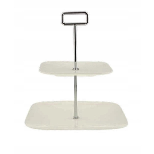 Etażerka Patera na ciasto ciasteczka Porcelanowa Dwupoziomowa New Bone