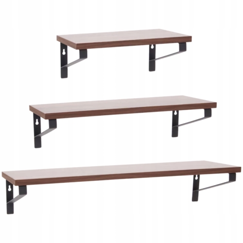3x półka drewniana podwieszana bejcowana 30 cm 45 cm 60 cm na zdjęcia MDF