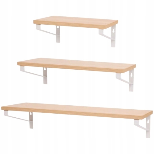 PółkI podwieszane na zdjęcia z uchwytami 30 cm 45 cm 60 cm 3 sztuki MDF