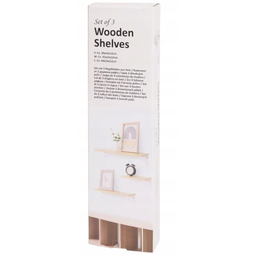 PółkI podwieszane na zdjęcia z uchwytami 30 cm 45 cm 60 cm 3 sztuki MDF