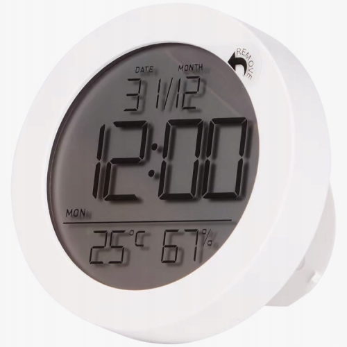 TERMOMETR HIGROMETR WEWNĘTRZNY NOR-TEC ZEGAREK DATA MAGNES LCD OKRĄGŁY CZAR