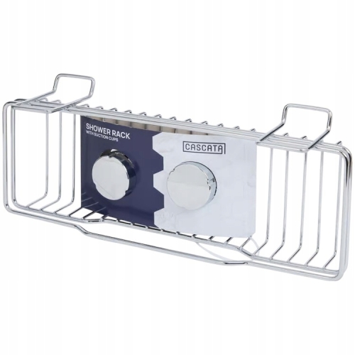 PÓŁKA ŁAZIENKOWA NA PRZYSSAWKI POD PRYSZNIC PROSTOKĄT METALOWA 34 x 11,5 CM