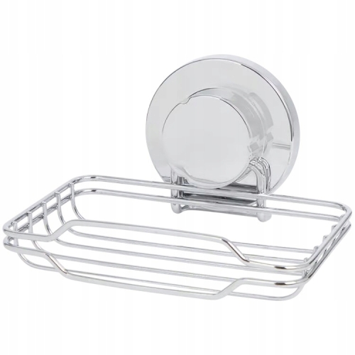 Mydelniczka łazienkowa pod prysznic na przyssawke metalowa chrom 13,5 x 9