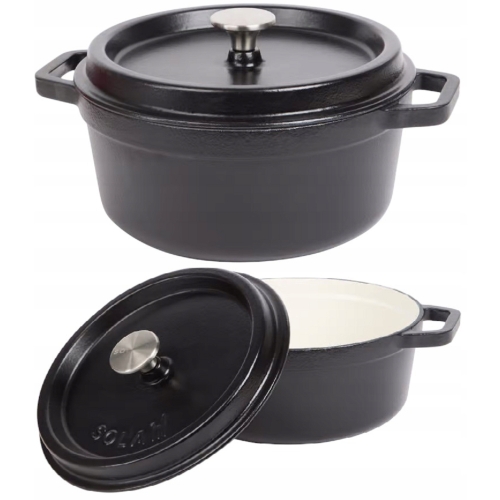GARNEK ŻAROODPORNY BRYTFANA Z RĄCZKAMI i POKRYWĄ DUŻY 24 CM 3.5 L SOLA