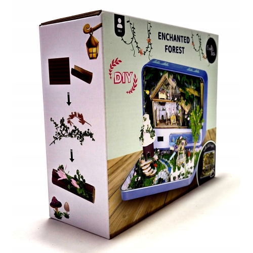 Miniaturowa skrzynka samodzielne składanie ENCHARTED FOREST OGRÓD LED DIY
