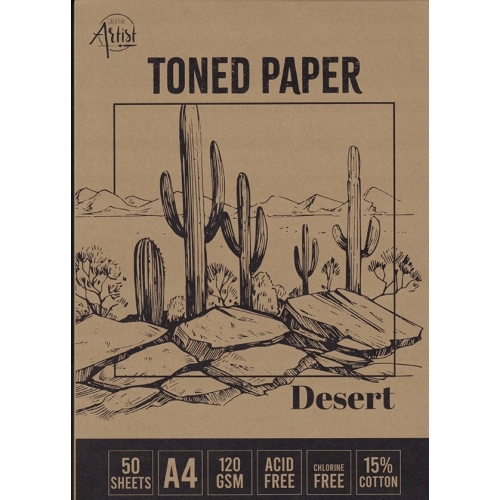 Szkicownik Blok Tonowany Papier A4 120 GSM 15% BAWEŁNY 50 KARTEK BRĄZOWY