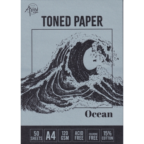 Szkicownik Blok Tonowany Papier A4 120 GSM 15% BAWEŁNY 50 KARTEK NIEBIESKI