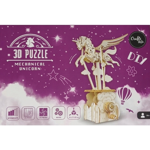 DREWNIANE PUZZLE 3D PIĘKNY DUŻY KOŃ 102 ELEMENTY ZRÓB TO SAM 30x20x12 CM