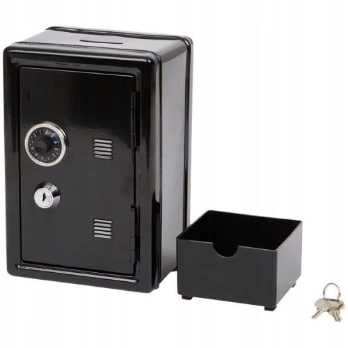 Sejf zamek szyfrowy Kasetka na pieniądze metalowa 12x10x18 cm DUŻY CZARNY
