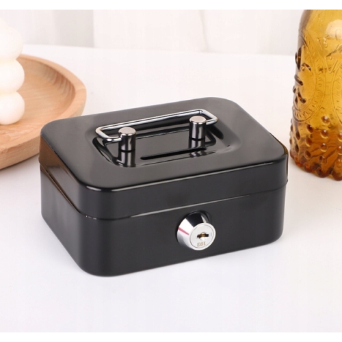 Sejf zamek szyfrowy Kasetka na pieniądze metalowa 12x10x18 cm DUŻY CZARNY