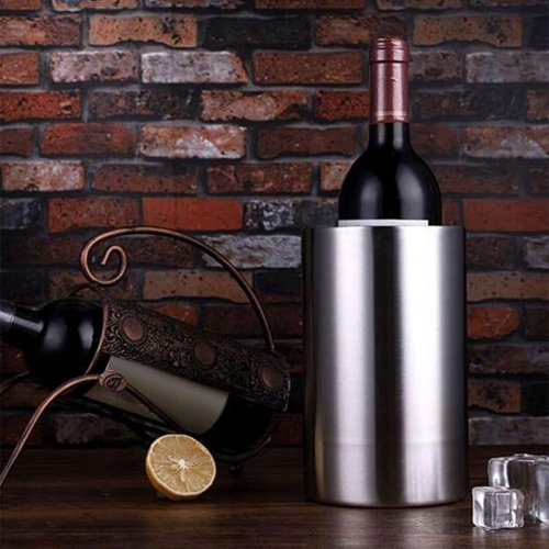 CHŁODZIARKA DO WINA STOŁOWA EKSKLUZYWNA STAL NIERDZEWNA 12 x 20 CM SILVER
