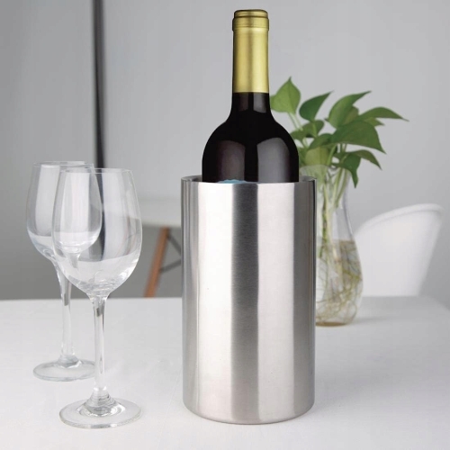 CHŁODZIARKA DO WINA STOŁOWA EKSKLUZYWNA STAL NIERDZEWNA 12 x 20 CM SILVER
