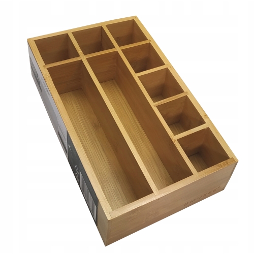 Pudełko organizer bambusowy na biżuterię 9 przegrudek duży 24 x 14 x 6 cm