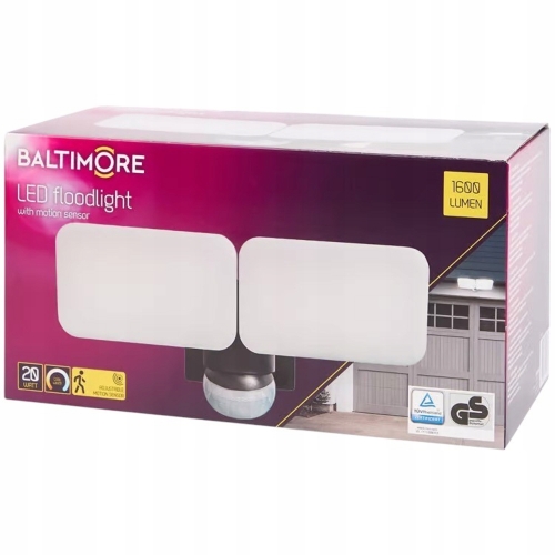 LAMPA HALOGEN Reflektor LED Baltimore 1600 lumenów 20 watów Z CZUJKĄ RUCHU