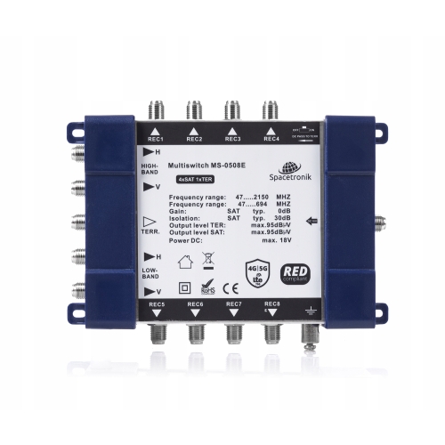 Multiswitch 5/8 końcowy Spacetronik E-Series MS-0508E z zasilaczem nowy