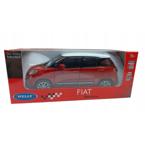 FIAT 500 1:34 WELLY KOLEKCJONERSKI METALOWY MODEL SAMOCHODU Z NAPĘDEM RED