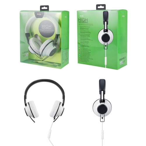 Słuchawki przewodowe nauszne regulowane białe miękkie 46 PULSAR na prezent