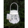 LATARENKA RATANOWA BIAŁA NA TEAGHLITE 14 CM X 16 CM Z SZKLANYM WKŁADEM 544