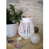 LATARENKA RATANOWA BIAŁA NA TEAGHLITE 14 CM X 16 CM Z SZKLANYM WKŁADEM 544