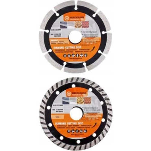 Tarcze diamentowe Werckmann 2 sztuki segmentowe i turbo 125 mm Mocne
