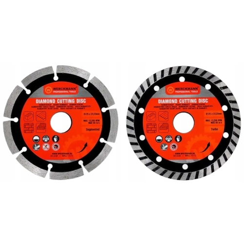 Tarcze diamentowe Werckmann 2 sztuki segmentowe i turbo 125 mm Mocne