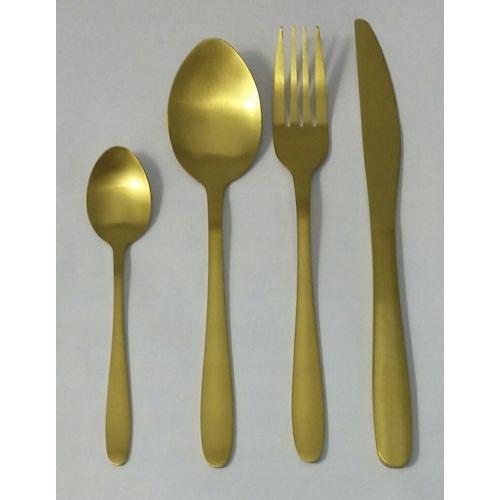 Komplet 16 klasycznych sztućców matowe złoto GLAMOUR dla 4 osób HOME DECOR