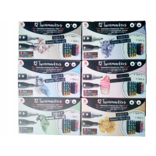 DECOTRAY PODWÓJNE TWIN MARKERY 12 SZTUK GRANATOWE GG1 - GG3