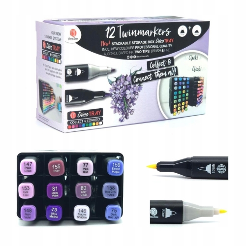 DECOTRAY PODWÓJNE TWIN MARKERY 12 SZTUK GRANATOWE GG1 - GG3