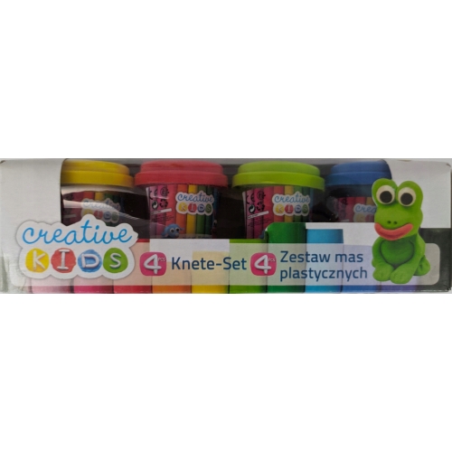 MASA PLASTYCZNA CREATIVE KIDS 4 kolory ciastolina DIY + wieczko z foremką