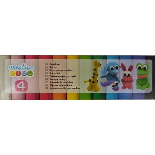 MASA PLASTYCZNA CREATIVE KIDS 4 kolory ciastolina DIY + wieczko z foremką