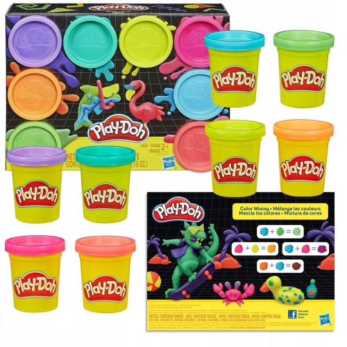 PLAY-DOH CIASTOLINA Zestaw Neonowy 8 tubek E5063 MIX KOLORÓW NA PREZENT